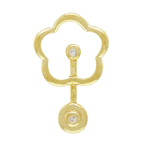 14k Yellow Gold Sparkling Crystal Lucky Swing Pendulum Pendant