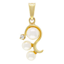 Load image into Gallery viewer, 14k Yellow Gold White Freshwater Pearl &amp; 0.02ctw Diamond Swirl Pendant