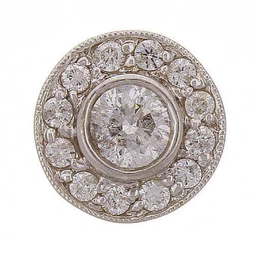 14k White Gold 1/2ctw Brilliant Cut Diamond Halo Circle Floating Pendant