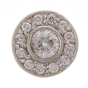 14k White Gold 1/2ctw Brilliant Cut Diamond Halo Circle Floating Pendant