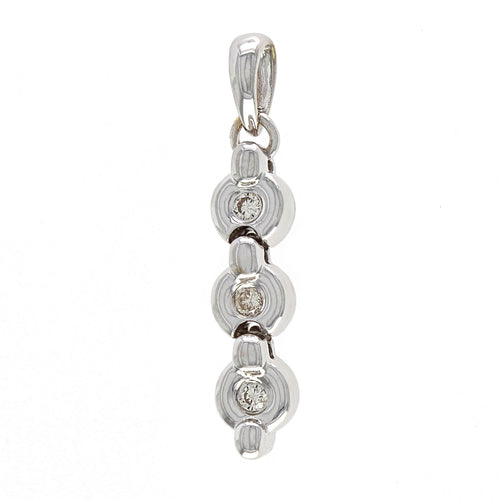 18k White Gold 0.07ctw Diamond Past, Present & Future Anniversary Drop Pendant