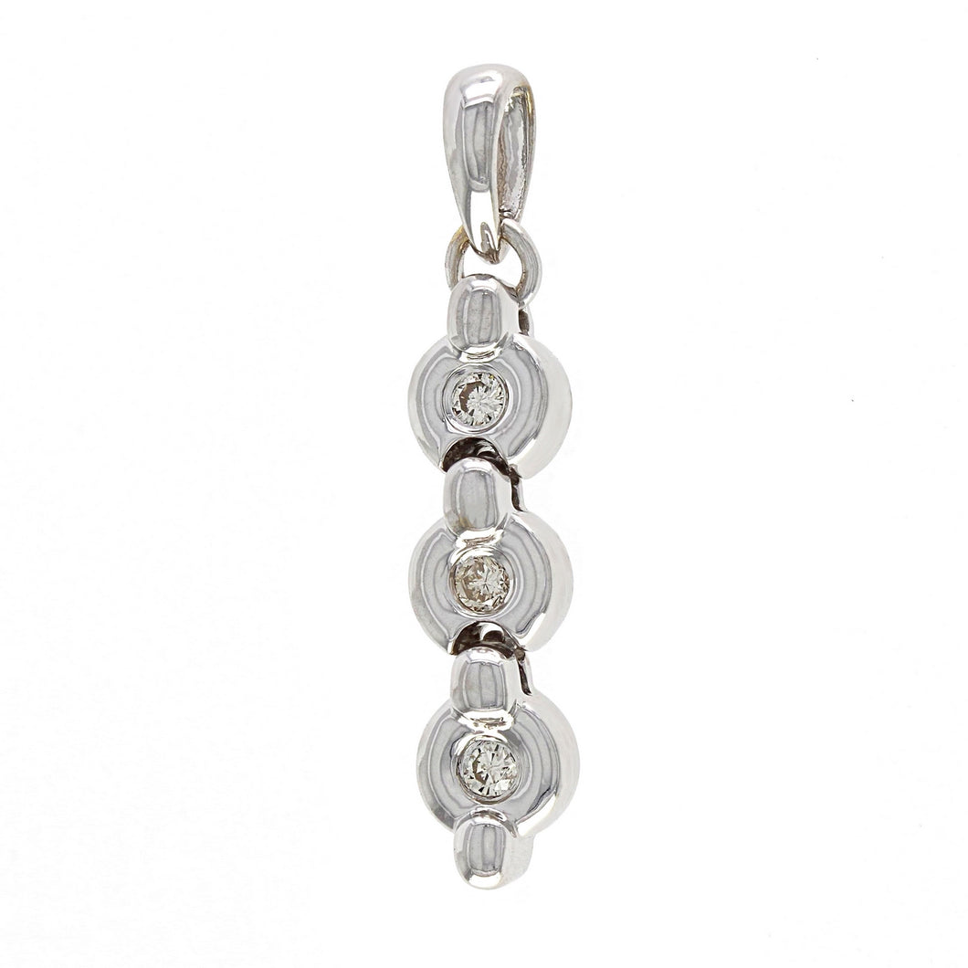 18k White Gold 0.07ctw Diamond Past, Present & Future Anniversary Drop Pendant