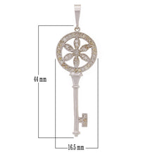 Load image into Gallery viewer, 14k White Gold 0.65ctw Champagne Diamond Flower Skeleton Key Pendant