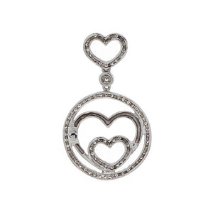 14k White Gold 0.32ctw Diamond Triple Heart Drop Pendant
