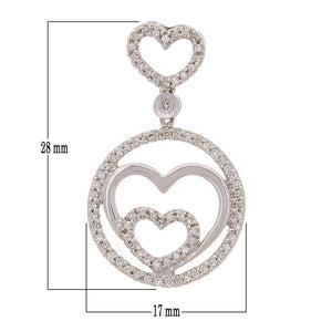 14k White Gold 0.32ctw Diamond Triple Heart Drop Pendant