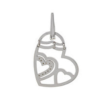 Load image into Gallery viewer, 14k White Gold 0.12ctw Diamond Hinge Heart Pendant w/ Open &amp; Close Bail