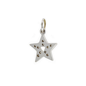 14k White Gold 0.10ctw Diamond Pave Lucky Star Pendant/Charm