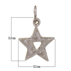 14k White Gold 0.10ctw Diamond Pave Lucky Star Pendant/Charm