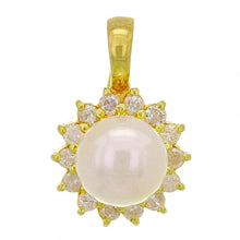 Load image into Gallery viewer, 14k Yellow Gold 8.50mm White Cultured Pearl &amp; 0.42ctw Diamond Pendant