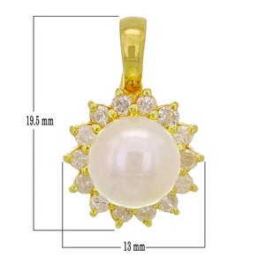 14k Yellow Gold 8.50mm White Cultured Pearl & 0.42ctw Diamond Pendant