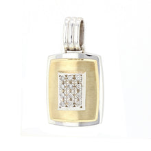 Load image into Gallery viewer, Men&#39;s 14k Yellow &amp; White Gold 0.10ctw Diamond Matte &amp; Bright Finish Pendant