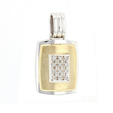 Load image into Gallery viewer, Men&#39;s 14k Yellow &amp; White Gold 0.10ctw Diamond Matte &amp; Bright Finish Pendant