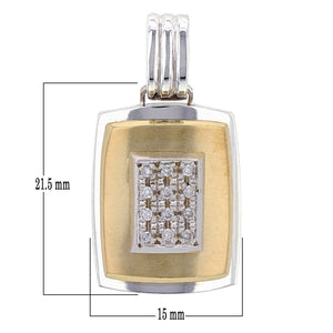 Men's 14k Yellow & White Gold 0.10ctw Diamond Matte & Bright Finish Pendant