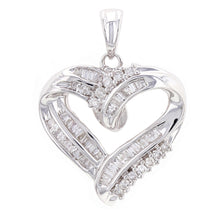 Load image into Gallery viewer, 14k White Gold 1.44ctw Mixed Cut Diamond Open Heart Pendant