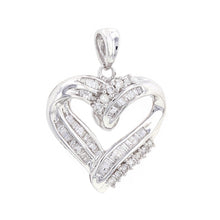 Load image into Gallery viewer, 14k White Gold 1.44ctw Mixed Cut Diamond Open Heart Pendant
