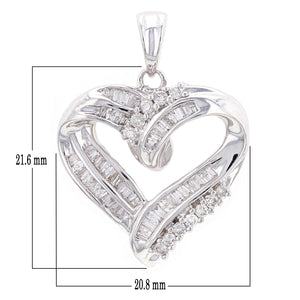 14k White Gold 1.44ctw Mixed Cut Diamond Open Heart Pendant