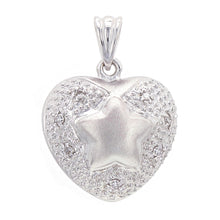 Load image into Gallery viewer, 18k White Gold 0.10ctw Diamond Reversible Puffed Star in Heart Pendant