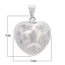Load image into Gallery viewer, 18k White Gold 0.10ctw Diamond Reversible Puffed Star in Heart Pendant