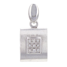 Load image into Gallery viewer, 14k White Gold 0.12ctw Diamond Encrusted Modern Matte Finish Square Pendant