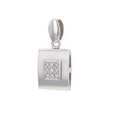 Load image into Gallery viewer, 14k White Gold 0.12ctw Diamond Encrusted Modern Matte Finish Square Pendant