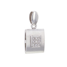 Load image into Gallery viewer, 14k White Gold 0.12ctw Diamond Encrusted Modern Matte Finish Square Pendant