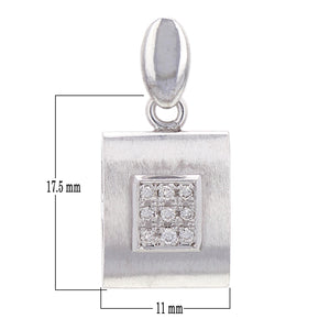 14k White Gold 0.12ctw Diamond Encrusted Modern Matte Finish Square Pendant