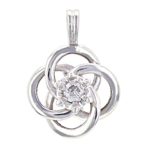 14k White Gold 0.15ctw Diamond Solitaire Eternal Love Knot Pendant