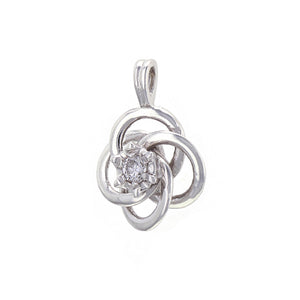 14k White Gold 0.15ctw Diamond Solitaire Eternal Love Knot Pendant