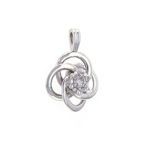 14k White Gold 0.15ctw Diamond Solitaire Eternal Love Knot Pendant