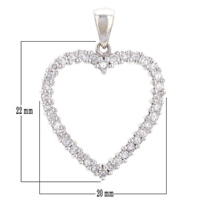 14k White Gold 1ctw Brilliant Cut Diamond Open Love Heart Pendant