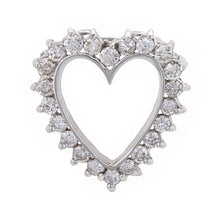 Load image into Gallery viewer, 14k White Gold 1 1/3ctw Diamond Cluster Heart Convertible Pendant/Pin