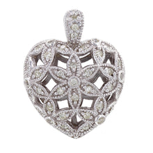 Load image into Gallery viewer, 14k White Gold 1/2ctw Diamond Pave Puffed Heart Pendant