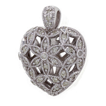 Load image into Gallery viewer, 14k White Gold 1/2ctw Diamond Pave Puffed Heart Pendant