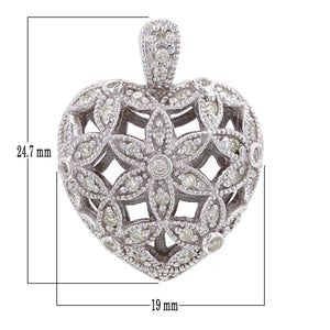 14k White Gold 1/2ctw Diamond Pave Puffed Heart Pendant