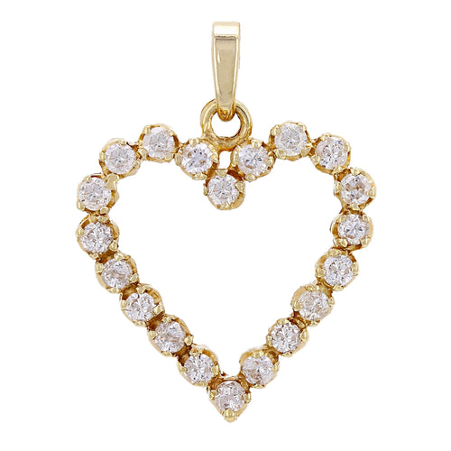 14k Yellow Gold 1ctw Diamond Open Heart Eternity Pendant