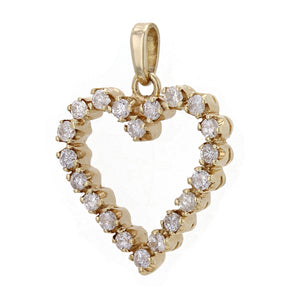 14k Yellow Gold 1ctw Diamond Open Heart Eternity Pendant