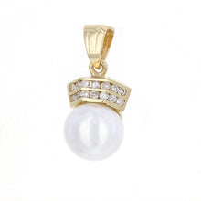 Load image into Gallery viewer, 14k Yellow Gold 1/3ctw Diamond &amp; 12.50mm White Cultured Pearl Pendant