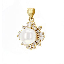 Load image into Gallery viewer, 14k Yellow Gold 1.24ctw Diamond &amp; 9.50mm White Cultured Pearl Pendant