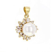 Load image into Gallery viewer, 14k Yellow Gold 1.24ctw Diamond &amp; 9.50mm White Cultured Pearl Pendant