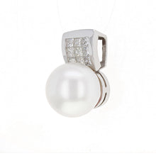 Load image into Gallery viewer, 14k White Gold 14.50mm White Cultured Pearl &amp; 0.74ctw Diamond Pendant
