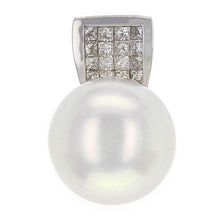 Load image into Gallery viewer, 14k White Gold 13.50mm White Cultured Pearl &amp; 0.74ctw Diamond Pendant