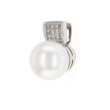 Load image into Gallery viewer, 14k White Gold 13.50mm White Cultured Pearl &amp; 0.74ctw Diamond Pendant