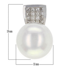 Load image into Gallery viewer, 14k White Gold 13.50mm White Cultured Pearl &amp; 0.74ctw Diamond Pendant