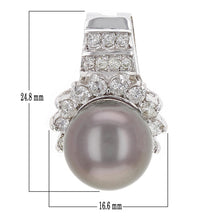 Load image into Gallery viewer, 14k White Gold 1.16ctw Diamond &amp; 13.00mm Black Cultured Tahitian Pearl Pendant