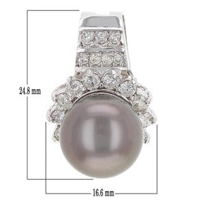 14k White Gold 1.16ctw Diamond & 13.00mm Black Cultured Tahitian Pearl Pendant