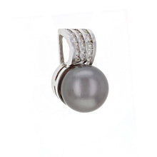 Load image into Gallery viewer, 14k White Gold 11.50mm Black Cultured Tahitian Pearl &amp; 0.40ctw Diamond Pendant