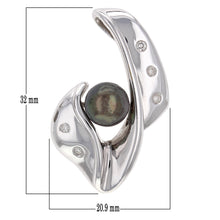 Load image into Gallery viewer, 14k White Gold 7.50mm Black Pearl &amp; 0.13ctw Diamond Modern Pendant
