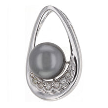 Load image into Gallery viewer, 14k White Gold 11.50mm Black Cultured Tahitian Pearl &amp; 0.15ctw Floating Pendant