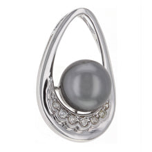 Load image into Gallery viewer, 14k White Gold 11.50mm Black Cultured Tahitian Pearl &amp; 0.15ctw Floating Pendant