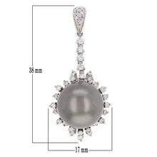 Load image into Gallery viewer, 14k White Gold 0.70ctw Diamond &amp; 13.50mm Black Cultured Tahitian Pearl endant
